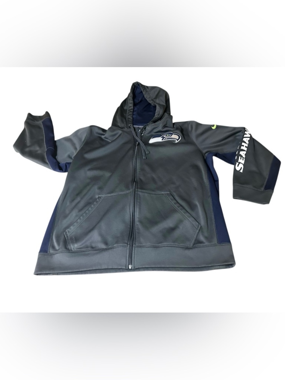 Nike Men Seattle Seahawks Therma Fit Full Zip Gray Jacket Sz XL